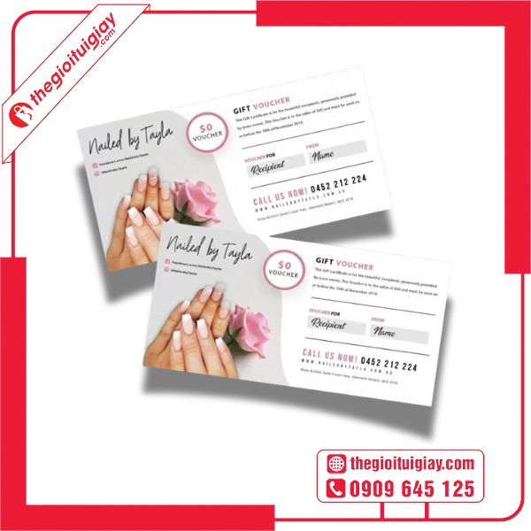  Mẫu voucher làm nail nền màu trắng tinh tế 