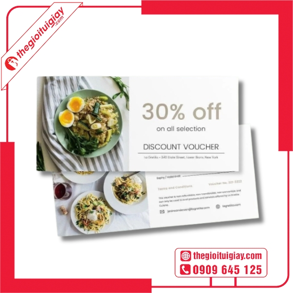  Mẫu voucher nhà hàng phong cách tối giản và hiện đại 