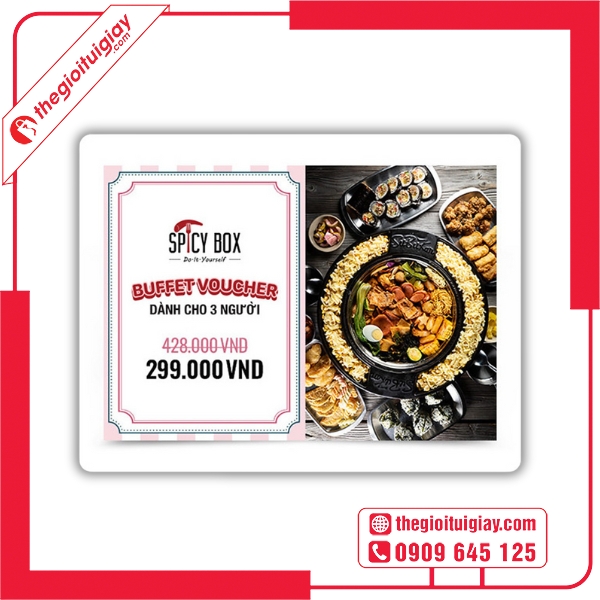  Mẫu voucher nhà hàng kèm logo thương hiệu nổi bật - Spicy box 