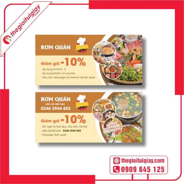  Mẫu voucher nhà hàng tặng kèm ưu đãi giảm giá hấp dẫn - Rơm Quán 
