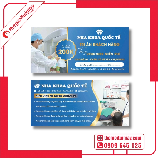 Mẫu voucher nha khoa giảm giá dịch vụ làm trắng răng - Nha Khoa Quốc Tế