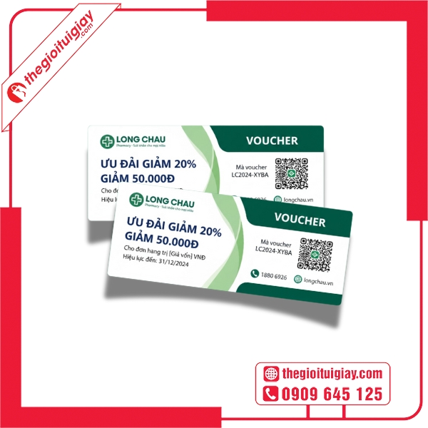  Mẫu voucher nhà thuốc nền màu xanh dược phẩm Long Chau 
