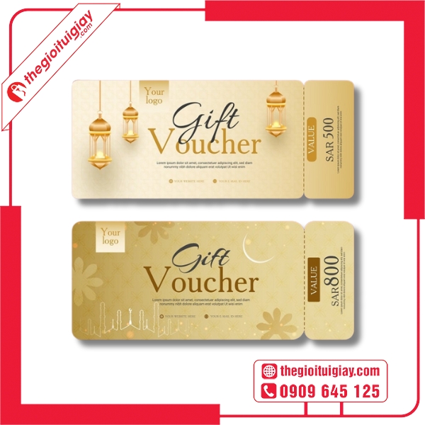  Mẫu voucher sang trọng nền vàng bóng 