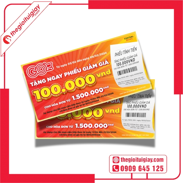 Mẫu voucher si&ecirc;u thị phối hợp m&agrave;u sắc bắt mắt Goshop