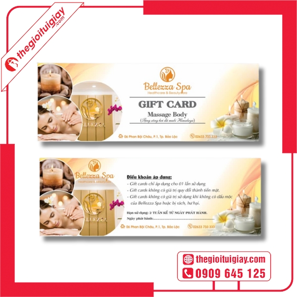  Mẫu voucher spa in giấy mỹ thuật chất lượng cao, bền màu - Bellezza Spa 