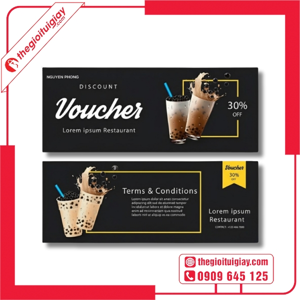  Mẫu voucher trà sữa hình ly trà sữa trân châu 