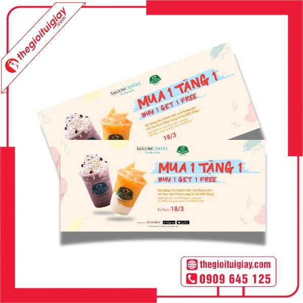 Mẫu voucher trà sữa phong cách trẻ trung, năng động - Phúc Long