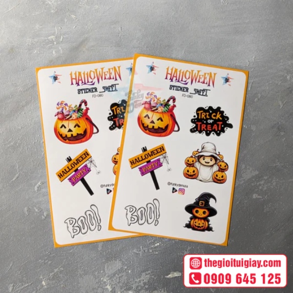 Mẫu halloween stickers d&ugrave;ng d&aacute;n sổ tay