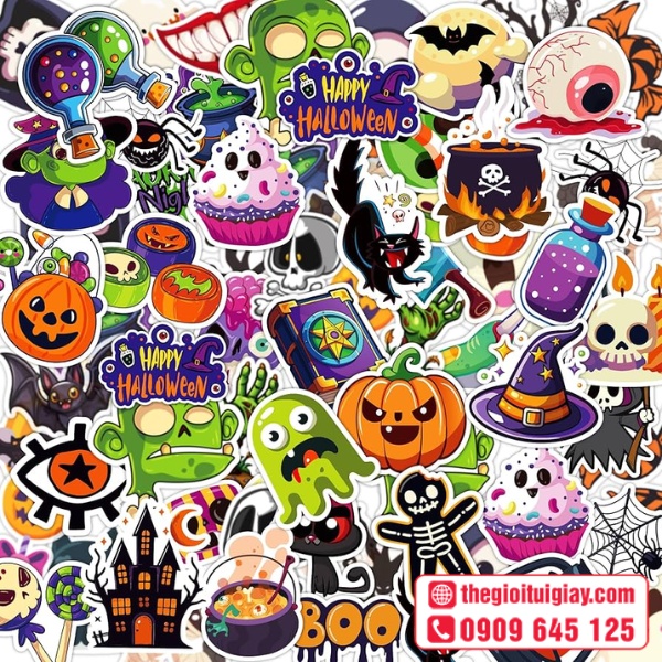 Mẫu halloween stickers in nhanh, chất lượng