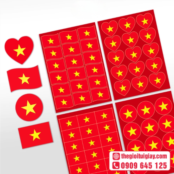  Mẫu sticker cờ Việt Nam nền m&agrave;u đỏ tươi 
