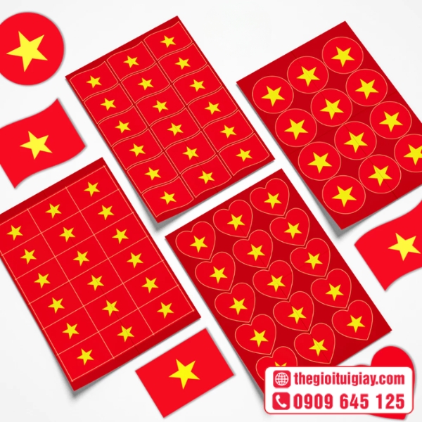  Mẫu sticker cờ Việt Nam phối m&agrave;u chuẩn quốc kỳ 