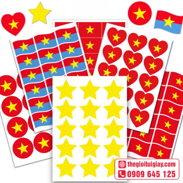 Mẫu sticker cờ Việt Nam bộ sticker đa dạng