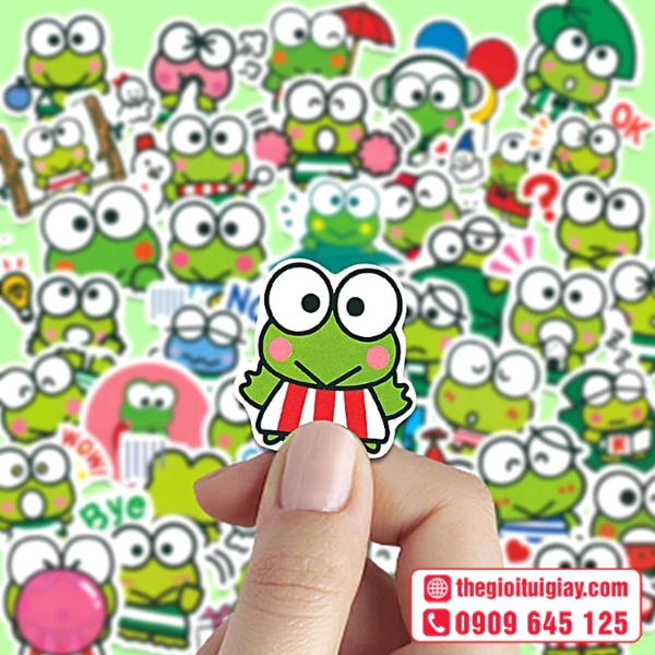 Mẫu sticker ếch xanh dễ thương in sắc n&eacute;t