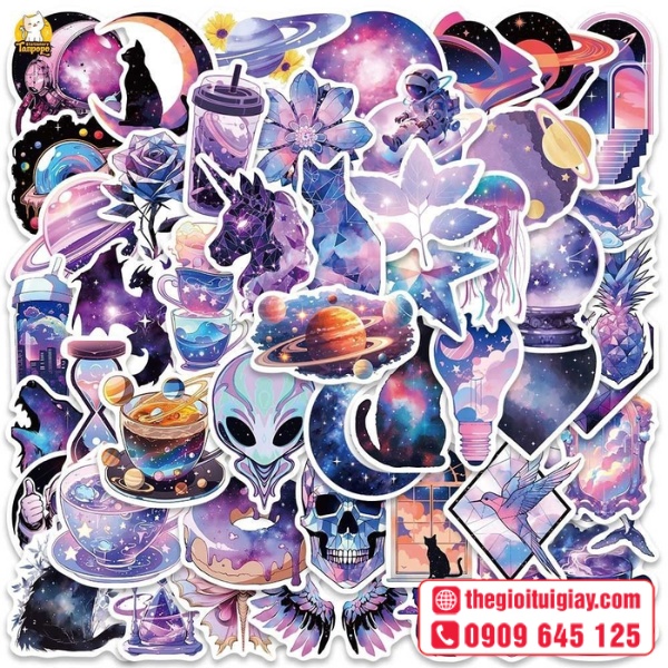 Mẫu sticker galaxy h&igrave;nh sao v&agrave; tinh v&acirc;n