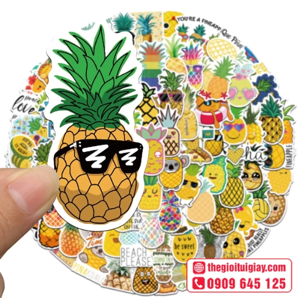 Mẫu sticker hoa quả h&igrave;nh dứa v&agrave;ng độc đ&aacute;o
