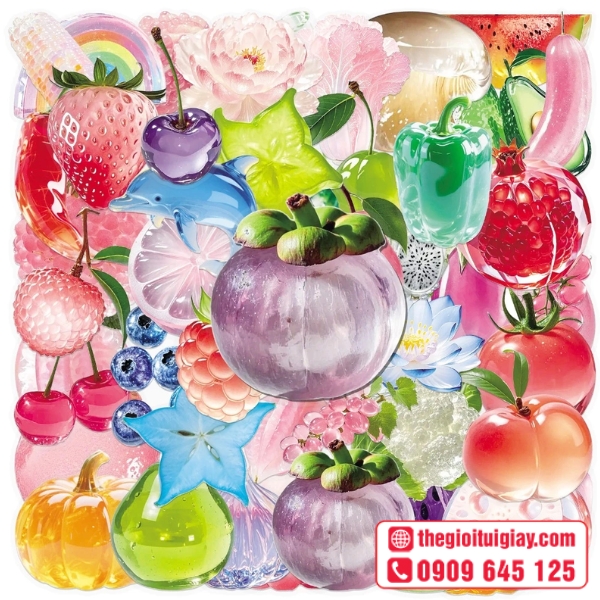 Mẫu sticker hoa quả phong c&aacute;ch vintage