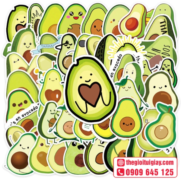 Mẫu sticker hoa quả h&igrave;nh bơ đẹp