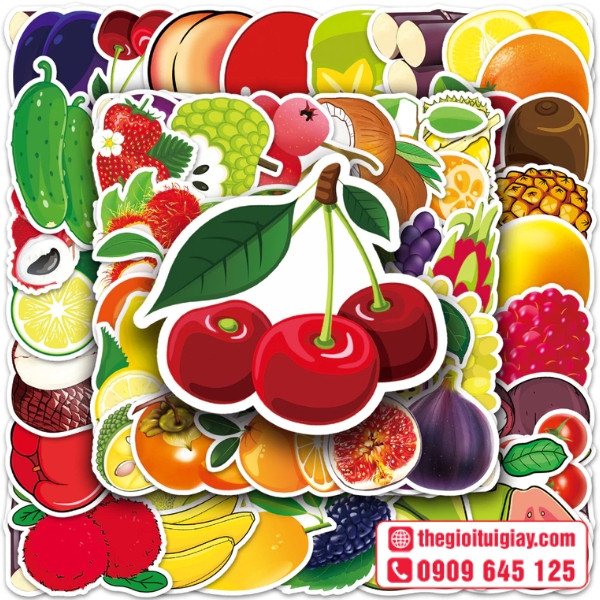 Mẫu sticker hoa quả phối m&agrave;u rực rỡ