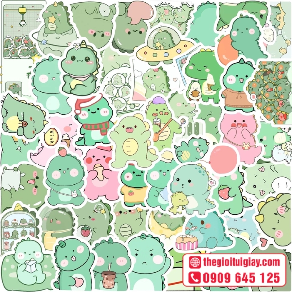  Mẫu sticker khủng long h&igrave;nh khủng long dễ thương cho trẻ em 