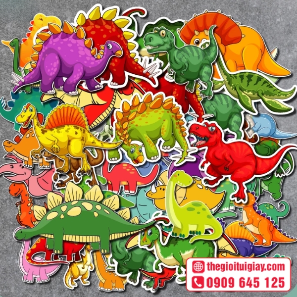  Mẫu sticker khủng long m&agrave;u sắc nổi bật 