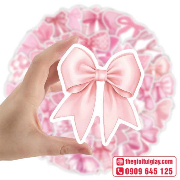  Mẫu sticker nơ m&agrave;u hồng pastel 