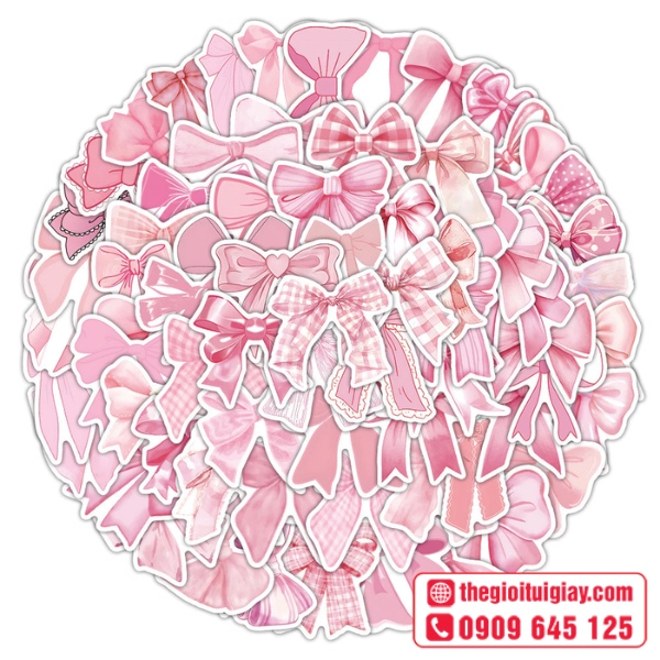 Mẫu sticker nơ nền pastel nhẹ nh&agrave;ng