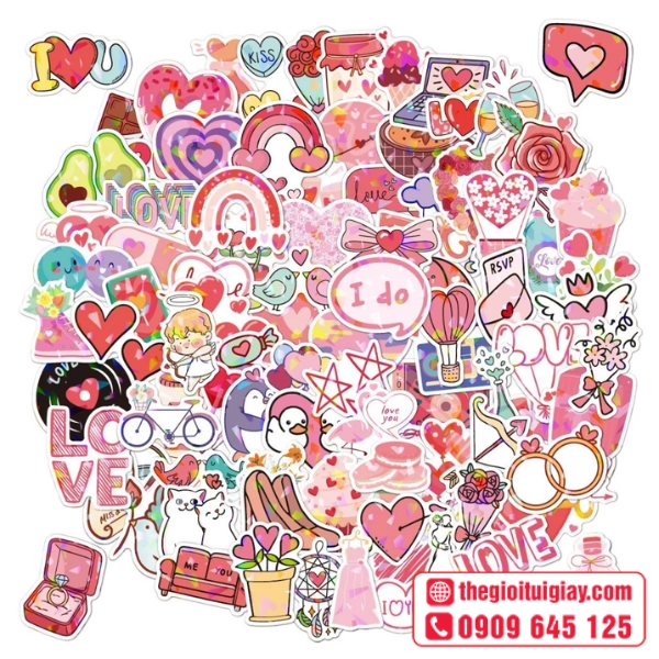  Mẫu sticker t&igrave;nh y&ecirc;u bộ sticker nhỏ xinh 