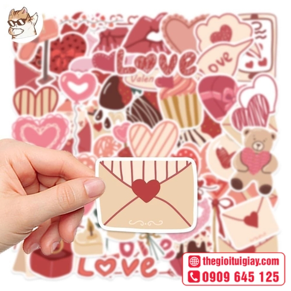 Mẫu sticker t&igrave;nh y&ecirc;u phối m&agrave;u l&atilde;ng mạn