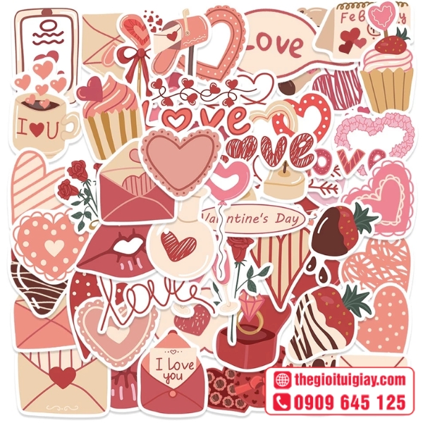 Mẫu sticker t&igrave;nh y&ecirc;u nền m&agrave;u hồng pastel 