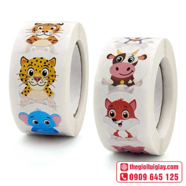 Mẫu sticker tr&ograve;n h&igrave;nh con vật cho b&eacute;