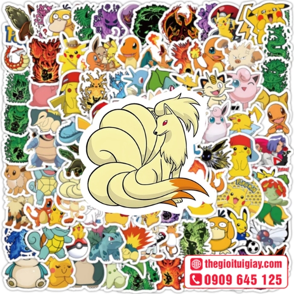Mẫu stickers Pok&eacute;mon bộ sưu tập đa dạng