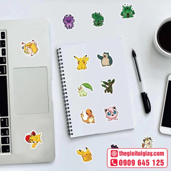 Mẫu stickers Pok&eacute;mon d&ugrave;ng trang tr&iacute; sổ tay