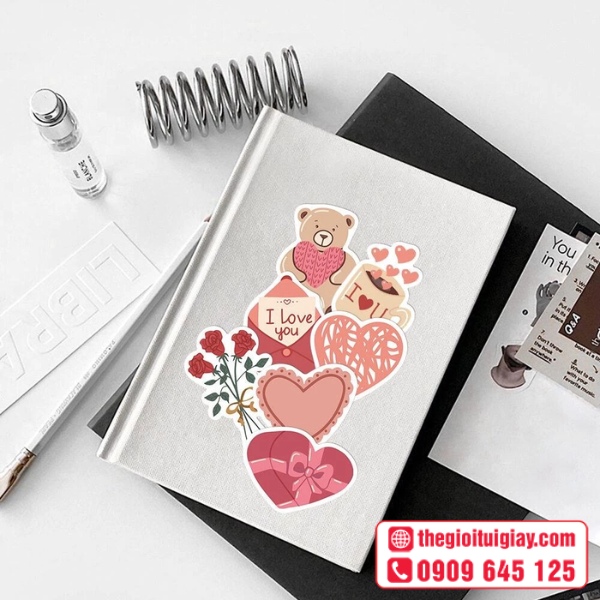  Mẫu sticker tr&aacute;i tim d&ugrave;ng trang tr&iacute; sổ tay 