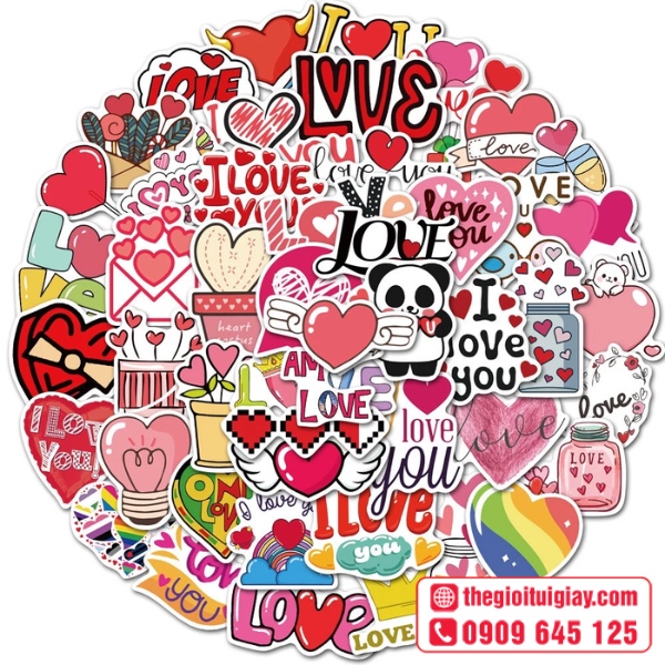 Mẫu sticker tr&aacute;i tim bộ sưu tập đa dạng